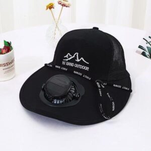 Rechargeable Solar Fan Cap - Black