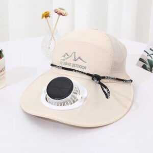 Rechargeable Solar Fan Cap - Khaki